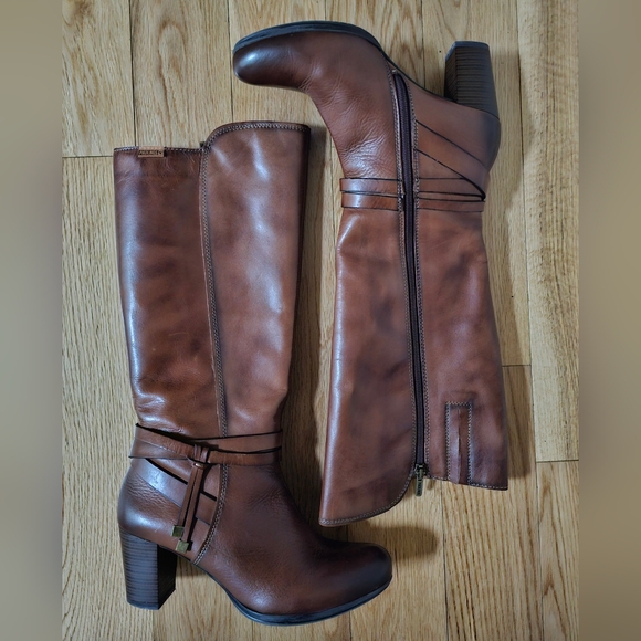 PIKOLINOS Shoes - PIKOLINOS Cognac Rich Brown Tan Heeled Boots Size 7